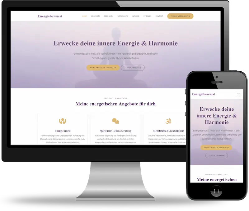 Webdesign SEO-optimiert für spirituelle Websites (Energetiker, Esoteriker, Astrologen uvm.) als Website-Demo erstellt von webdesign4you.at