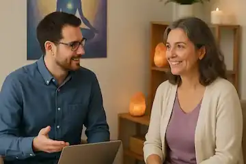 Webdesign-Beratung zwischen Webdesigner und Kunde für Energetik und Esoterik, der eine professionelle SEO-starke Website erstellen lassen möchte