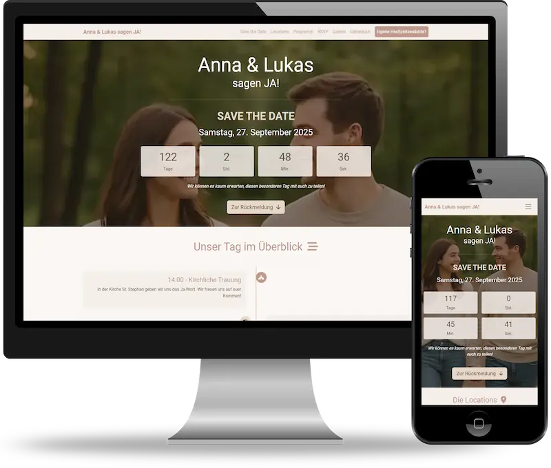 Professionell erstellte SEO-optimierte Website-Demo für Hochzeits-Websites & Wedding-Homepages – erstellt von webdesign4you.at