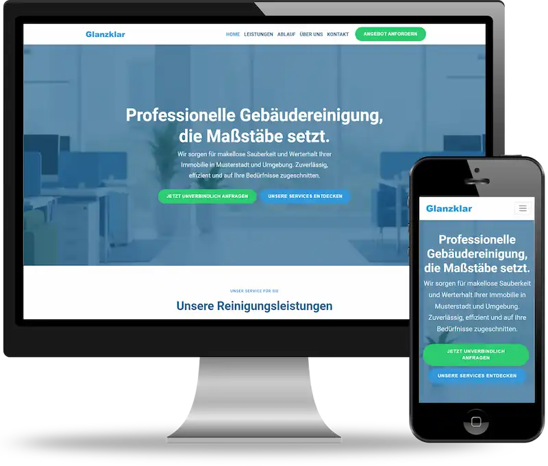 Professionell erstellte SEO-optimierte Website-Demo für Reinigungs-Unternehmen