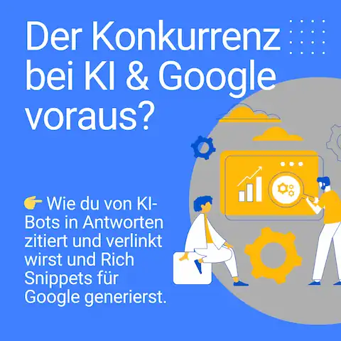 Grafik über strukturierte Daten im JSON-LD Format für Rich Snippets für Google und Sichtbarkeit in KI-Bot Antworten